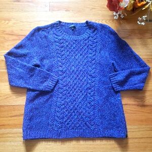 Talbots marled Purple Chunky knit Large petite Merino wool blend womens sweater